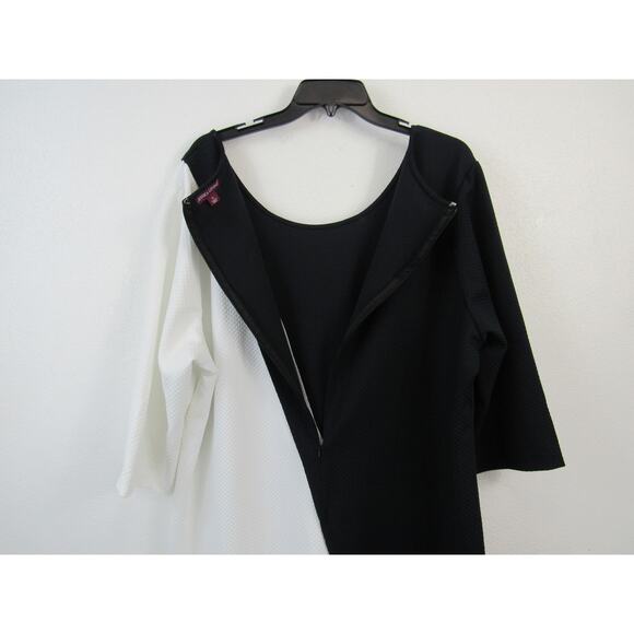 Jessica London White Black Trim 3/4 Sleeve Mid Maxi Overlay Dress Women's 26 - Picture 6 of 6